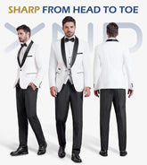 Men’s 3 Piece Slim Fit Suit One Button Shawl Lapel Tuxedo